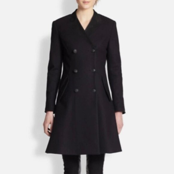 Rag & Bone Cate Double Breasted Wool Pea Coat Black Size 2 - Picture 1 of 14